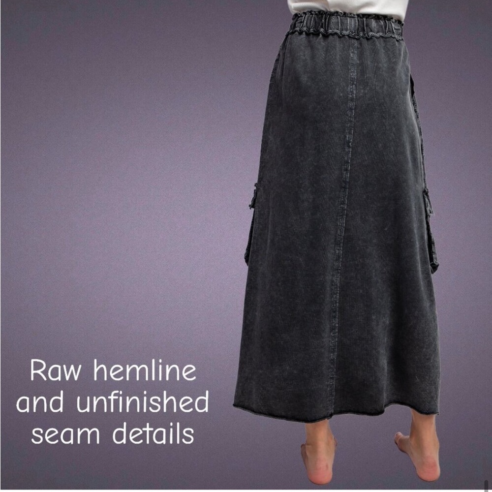 Easel Charcoal Mineral Washed Maxi Skirt - Picture 5 of 8